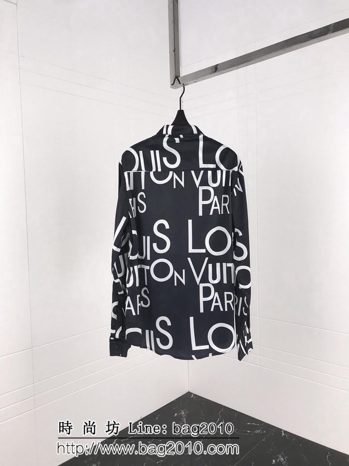 LV路易威登 19ss Galaxy星空系列 滿印英文字母圖案 真絲混紡男襯衫 男女同款 ydi1784